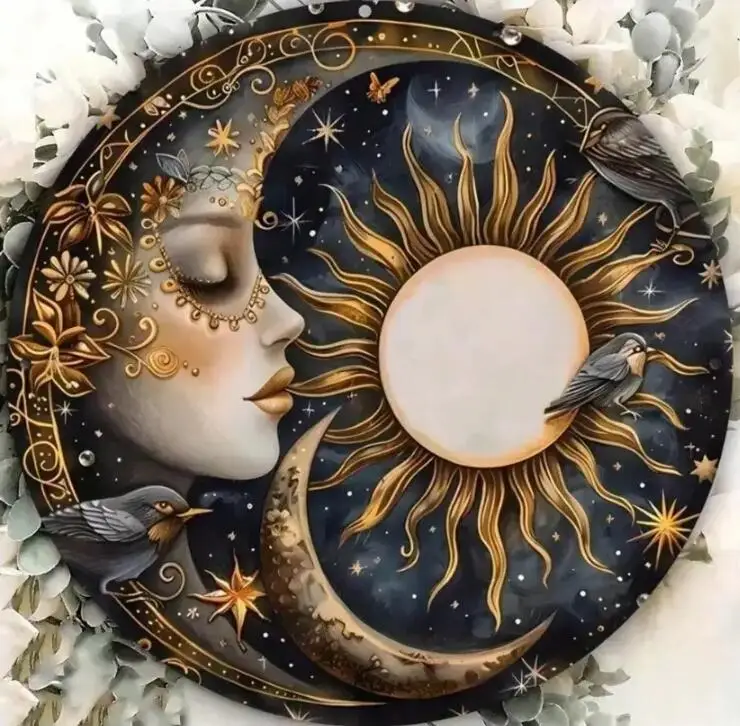 Celestial Sun and Moon Dual-Tone Metal Wall Art - Durable Iron Home and Garden Decoration
