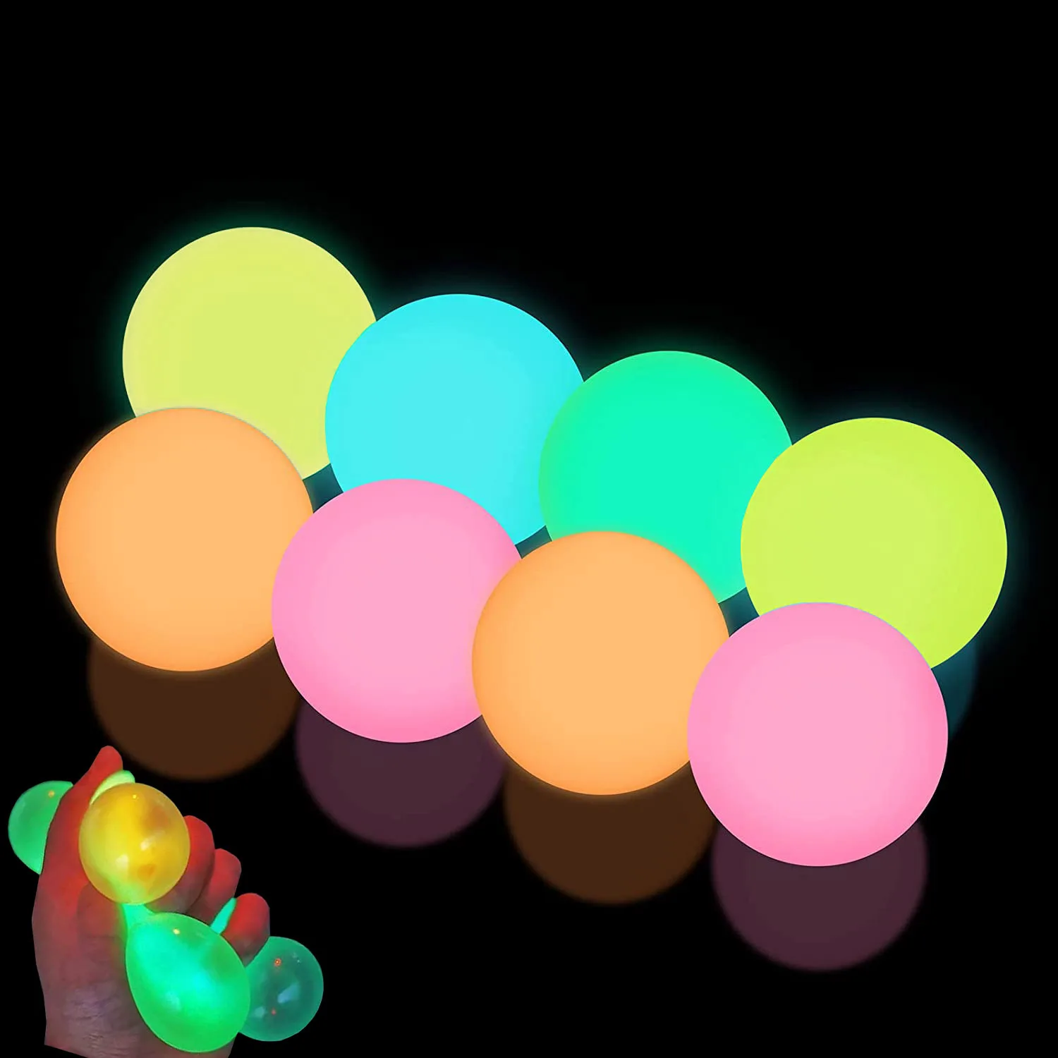 6cm Luminous Ceiling Ball Sticky Squash Ball Air Sticky Target Ball Throwing Decompression Ball Venting Artifact Kids Toy Gift 2