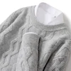 Autumn and winter new round neck thickened 100% sweater men's solid color wave loose pullover knitted bottoming shirt. 2