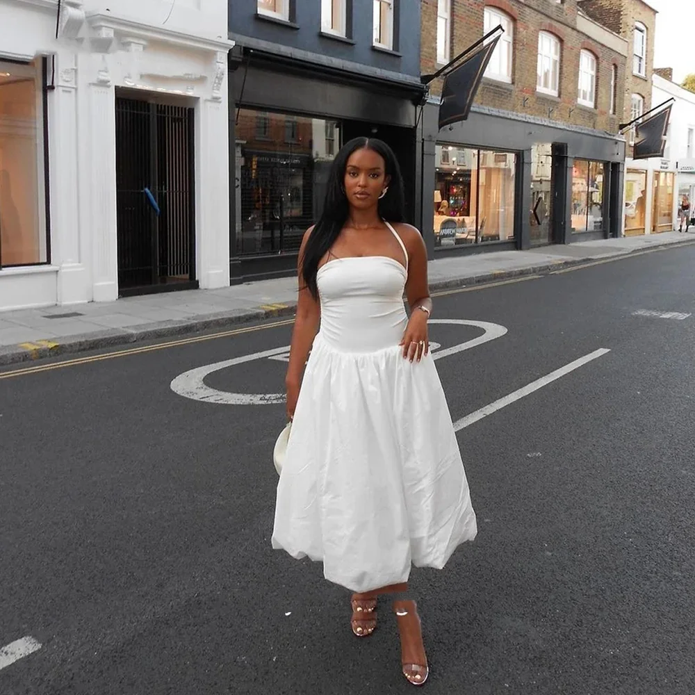 

Floral Sexy White A-Line Evening Dress Saudi Arabia Soft Satin Ball Dress Tea Long Formal Occasion Dress 2024 New