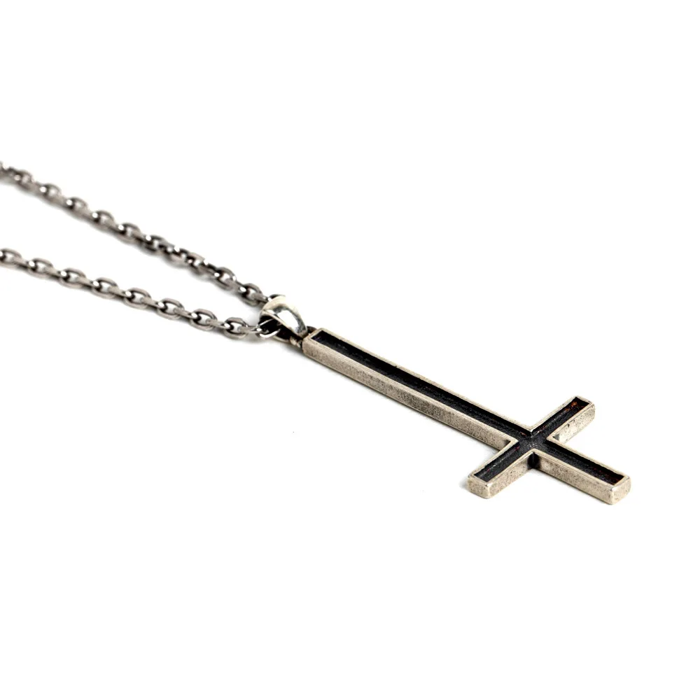 MKENDN Gothic Style 100% 925 Sterling Silver Inverted Cross Pendant Necklace For Men Women Pray Jewelry Gifts 6