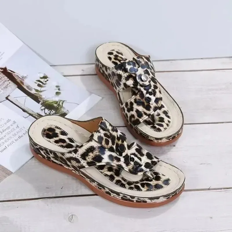 

Women Sandals Soft Bottom Wedge Heels 2024 Summer Wild Fashion Women Heeled Sandals Beach Casual Flip Flops Sandalias De Mujer