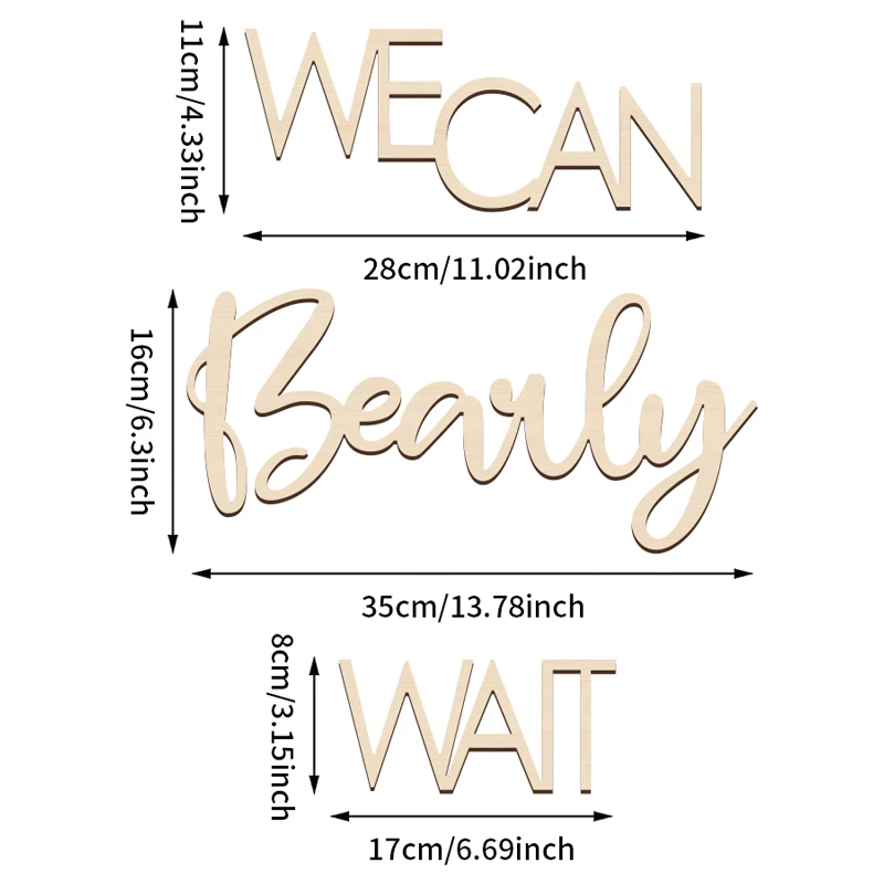 YOMDID We Can Bear Wait Baby Shower Decorative Letter Sign Banner Hanging Gender Reveal Wooden Sign Hanging Birthday Party Props