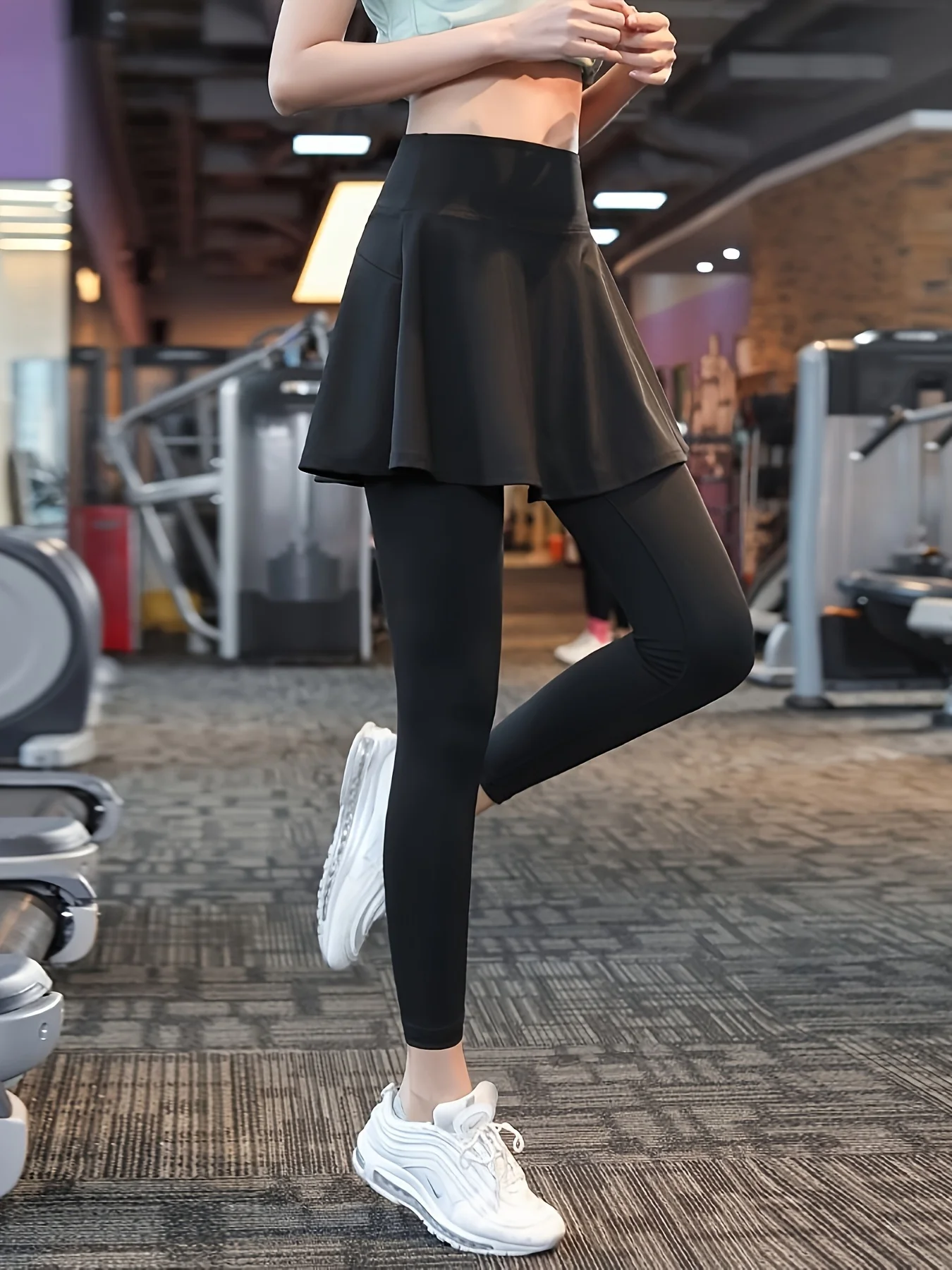 Women Gym Skirt Leggings Fake Two Pieces High Waist Shark Leggings Female Yoga Casual Fitness Seamless Sports Leggins