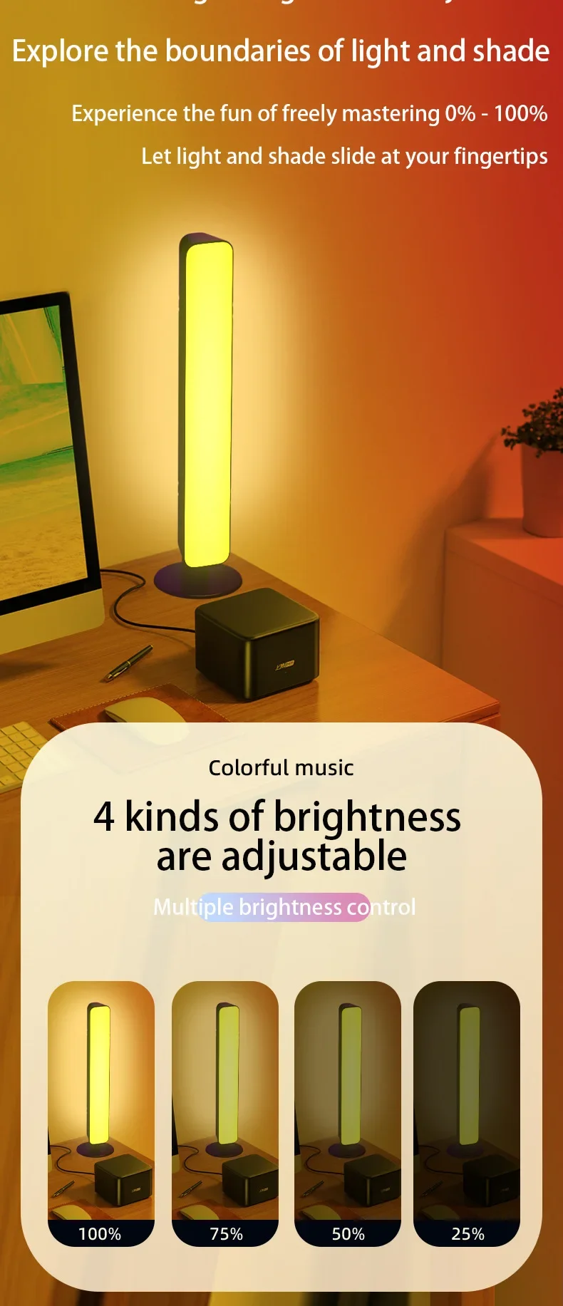 RGB Pickup Night Light Gaming Music Rhythm Lights Bar USB LED Table Lamp Remote Control Setup Gamer Decor Children Gift