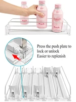 Drink Organizer Soda Can Dispenser Spring Push Canned Beverage Push Rack Holds 6 Rows Canned Storage For Kitchen Refrigerator 2