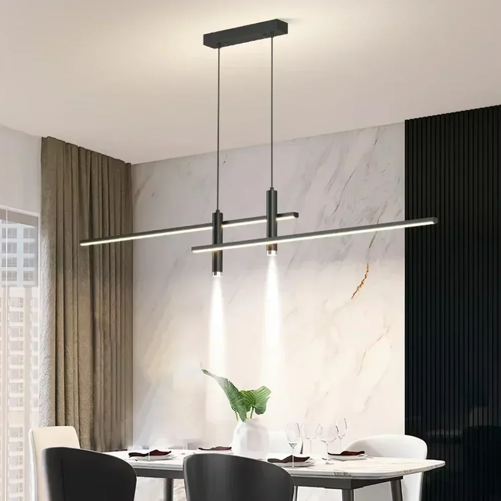 Modern Minimalist LED Pendant Light Restaurant Table Line Light Nordic Creative Bar Counter Long Indoor Lighting Pendant Light
