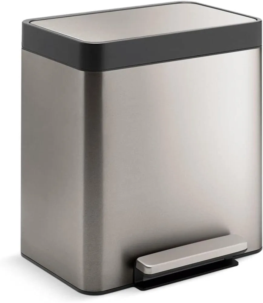 

KOHLER 8 Gallon Compact Hands-Free Kitchen Step Can, Trash Can with Foot Pedal, Quiet-Close Lid, Stainless Steel