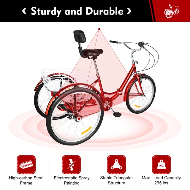 Crazy Cart Triciclo Plegable Para Adultos, Triciclo Plegable Para