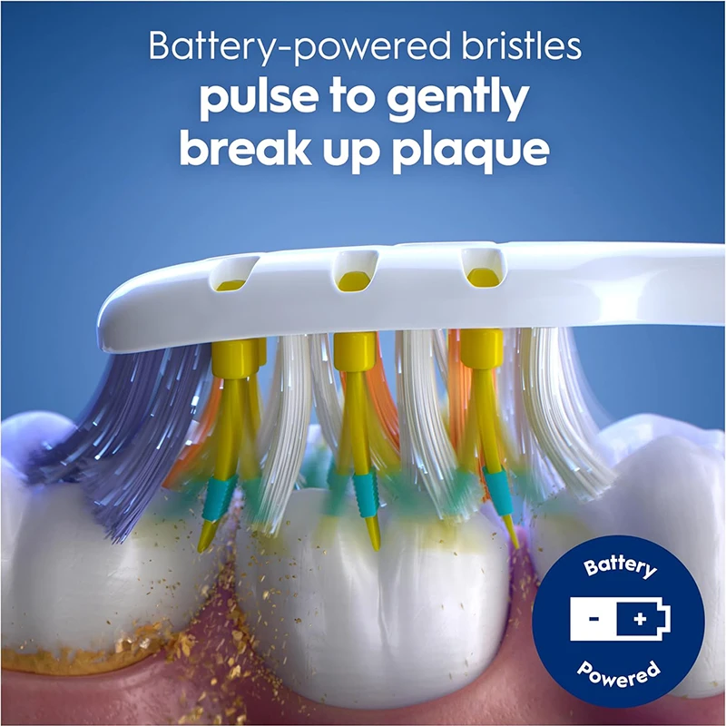 오랄비 프로-3D 화이트 펄서 배터리 구동 진동 전동 칫솔 2개입