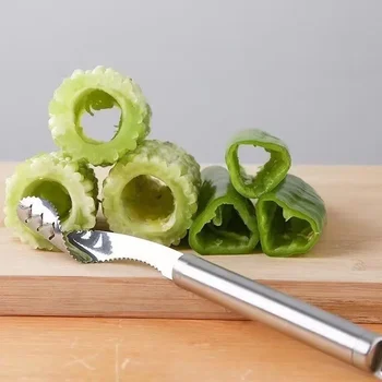 1Pcs Vegetable Fruit Coring Tool Pepper Tomato Slicer Edge Rotating Cutter Corers Seed Remover Stainless Steel Kitchen Gadgets 1