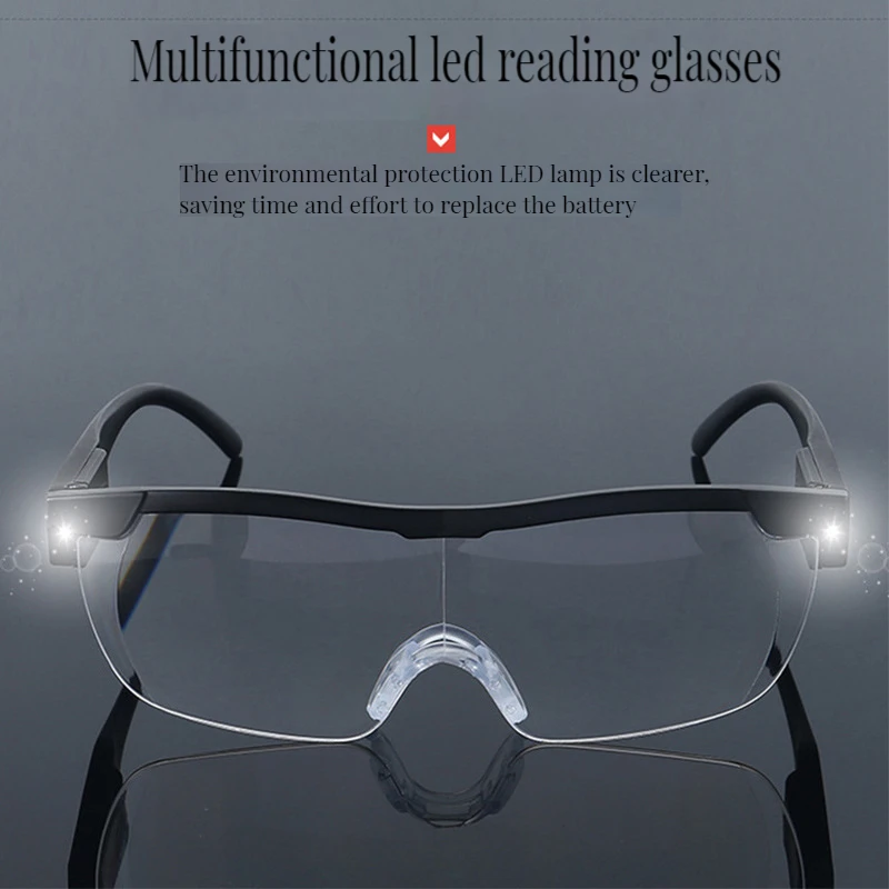 2.5X Magnifying Glass Reading Glasses Portable Magnifier Headband Eyeglasses Acrylic Lens with 2Led Light for Repair Reading