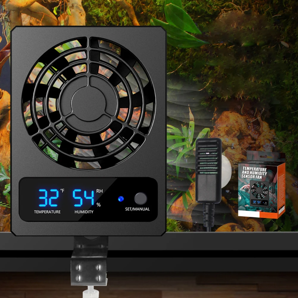 Reptile humidifier Reptiles Amphibians Fan with Automatic Switch Available Humidity Settings Fan Dehumidifier for Temperature Control Products