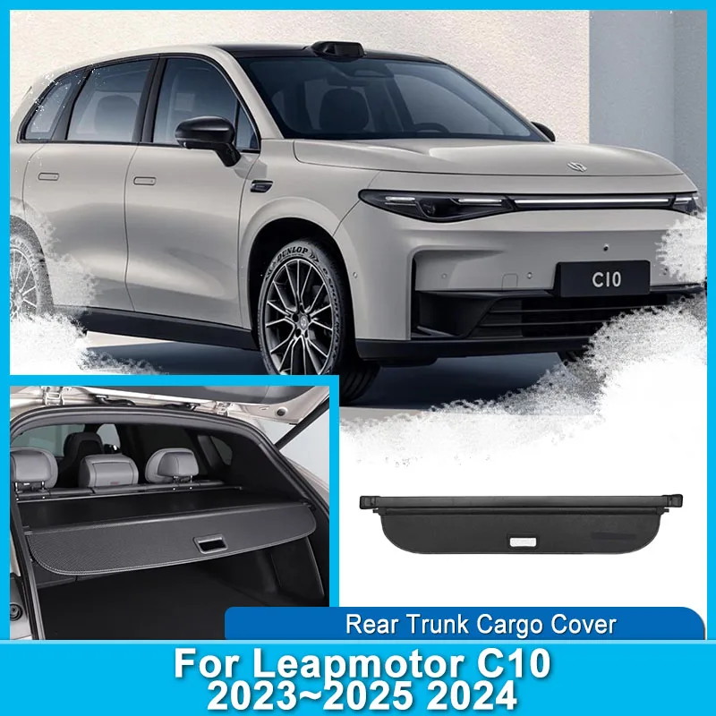 Car Trunk Organizer Leapmotor C10 Cargo Cover Car Organizer Interior Accessories Carbon Fiber Trunk Partition Storage Panel
