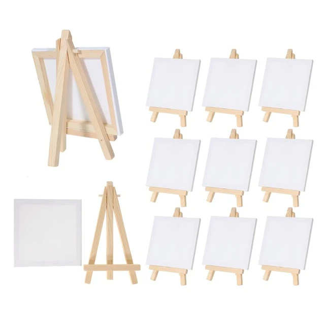 12pcs Artists 5 inch Mini Easel +3 inch x3 inch Mini Canvas Set Painting  Kids Craft DIY Drawing Small Table Easel for School - AliExpress