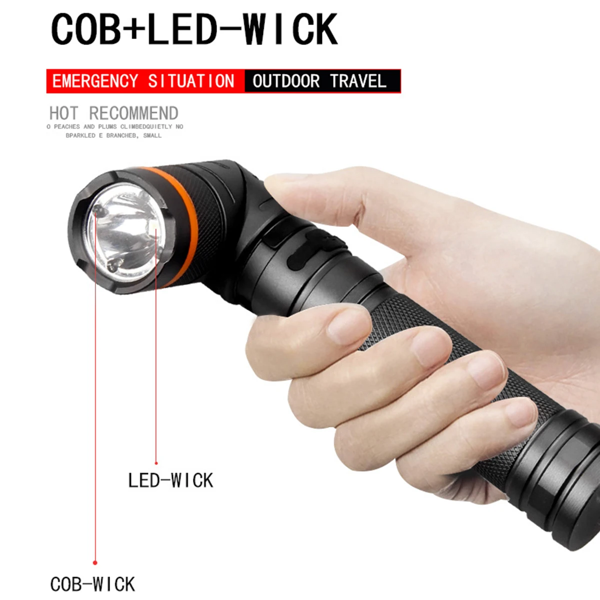 Lampe de poche LED à lumière forte T6 avec torche rechargeable portable  magnétique pliante puissante
