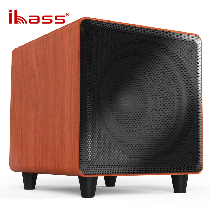IBASS M10D 10-inch Wooden Active Subwoofer Speaker 300W High Power Powerful Heavy Bass Multimedia Music Center Audio Speakers
