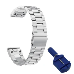 Stainless Steel QuickFit Metal Watchband - Premium Replacement Strap, 20/22/26mm - 22mm Fenix 5 5 Plus (SILVER)