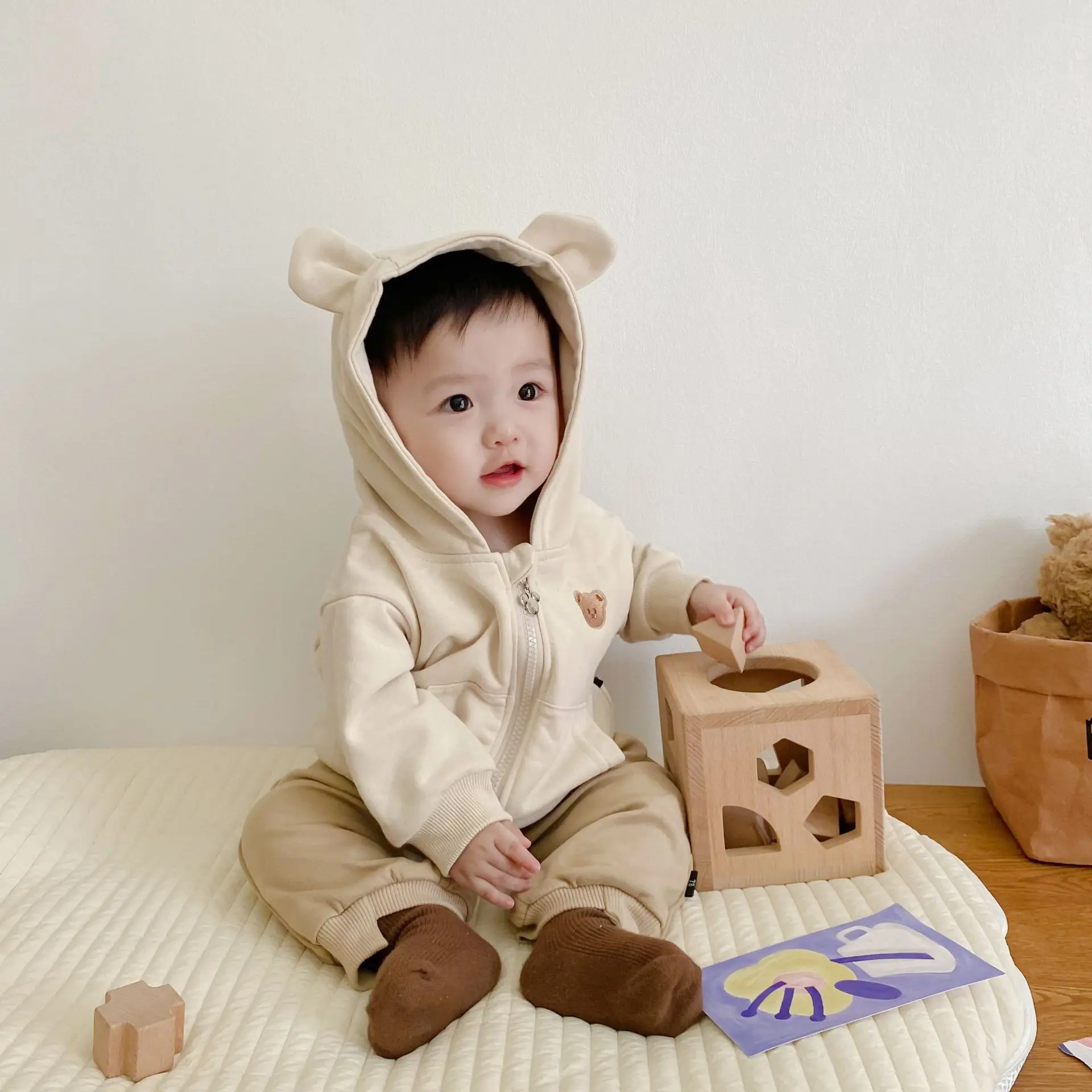 Autumn New Baby Cute Bear Ear Hooded Coat Infant Boy Casual Cardigan Toddler Girl Cardigan Jacket Kids Hoodie Baby Clothes