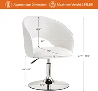 Vanity Chair with Arm, PU Leather Chair for Vanity, Swivel Accent Chair, Adjustable Height Makeup Chair 2