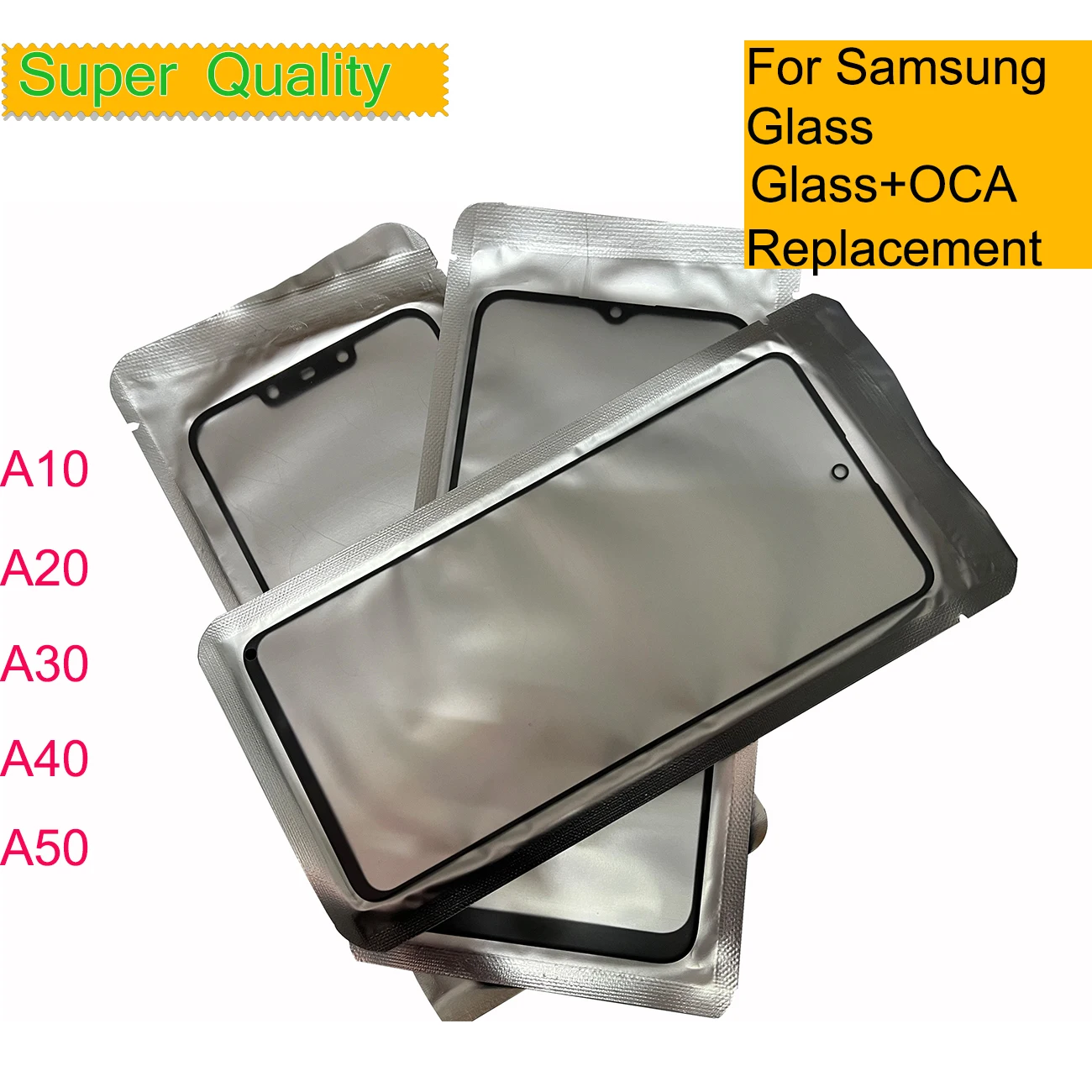 10Pcs/Lot For Samsung Galaxy A10 A20 A30 A40 A50 Touch Screen Panel Front Outer Glass LCD Lens With OCA