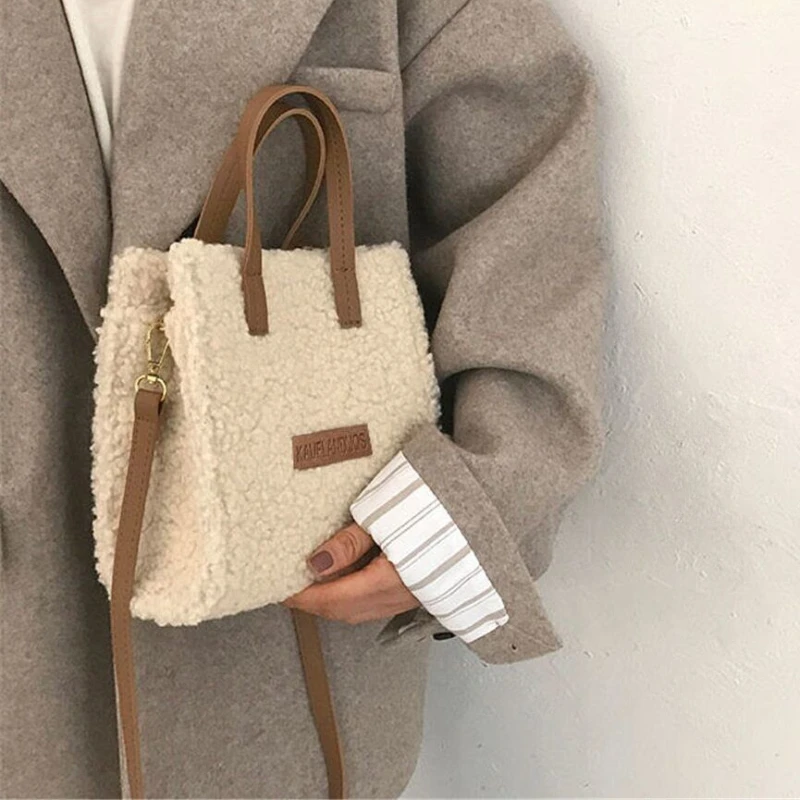 

Lamb Wool Warm Soft Autumn Cross-body Casual Handbags Women Winter Shoulder Bag