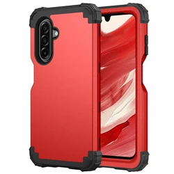 Heavy Duty 3 - in - 1 Armor Phone Case - Silicone Plastic Cover - A37 5G (Red)