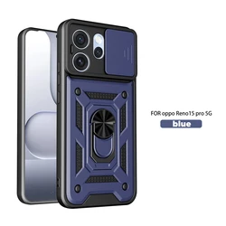 Armor Magnetic Ring Shockproof Case with Slide Camera Protection for Reno 15 5G (Navy)