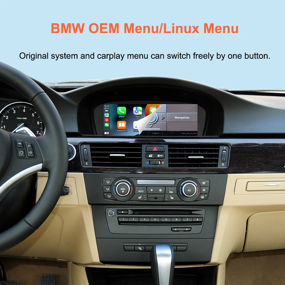 Pantalla táctil inalámbrica Bonroad de 8.8" con Linux y Carplay para BMW Serie 3/5 E60 E61 E90 E91 E92 E93 con sistema CCC CIC, Android Auto, Airplay y reproductor multimedia para automóvil. 5