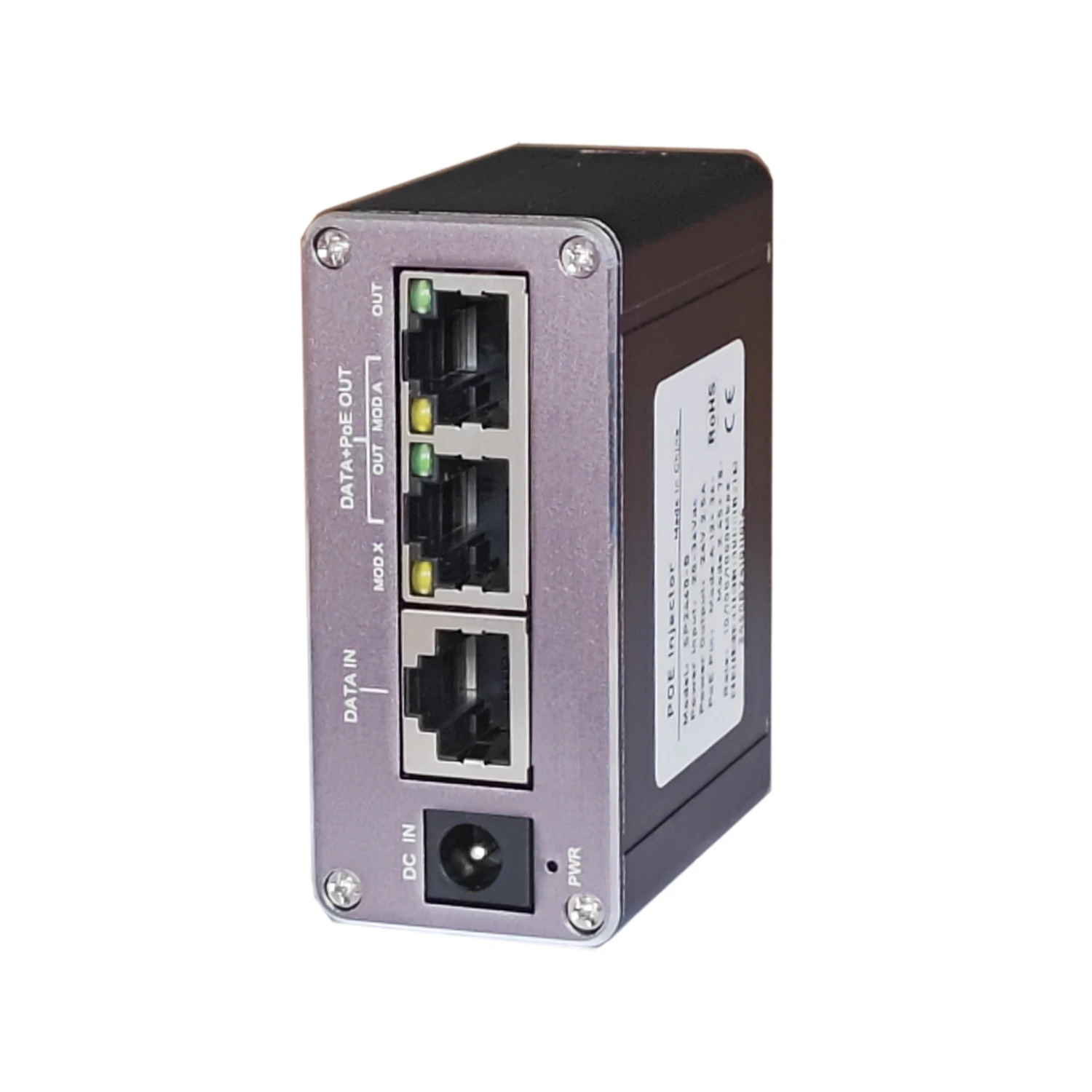 48V DC 입력 POE 인젝터 최대 60w 출력 10/100/1000Mbps