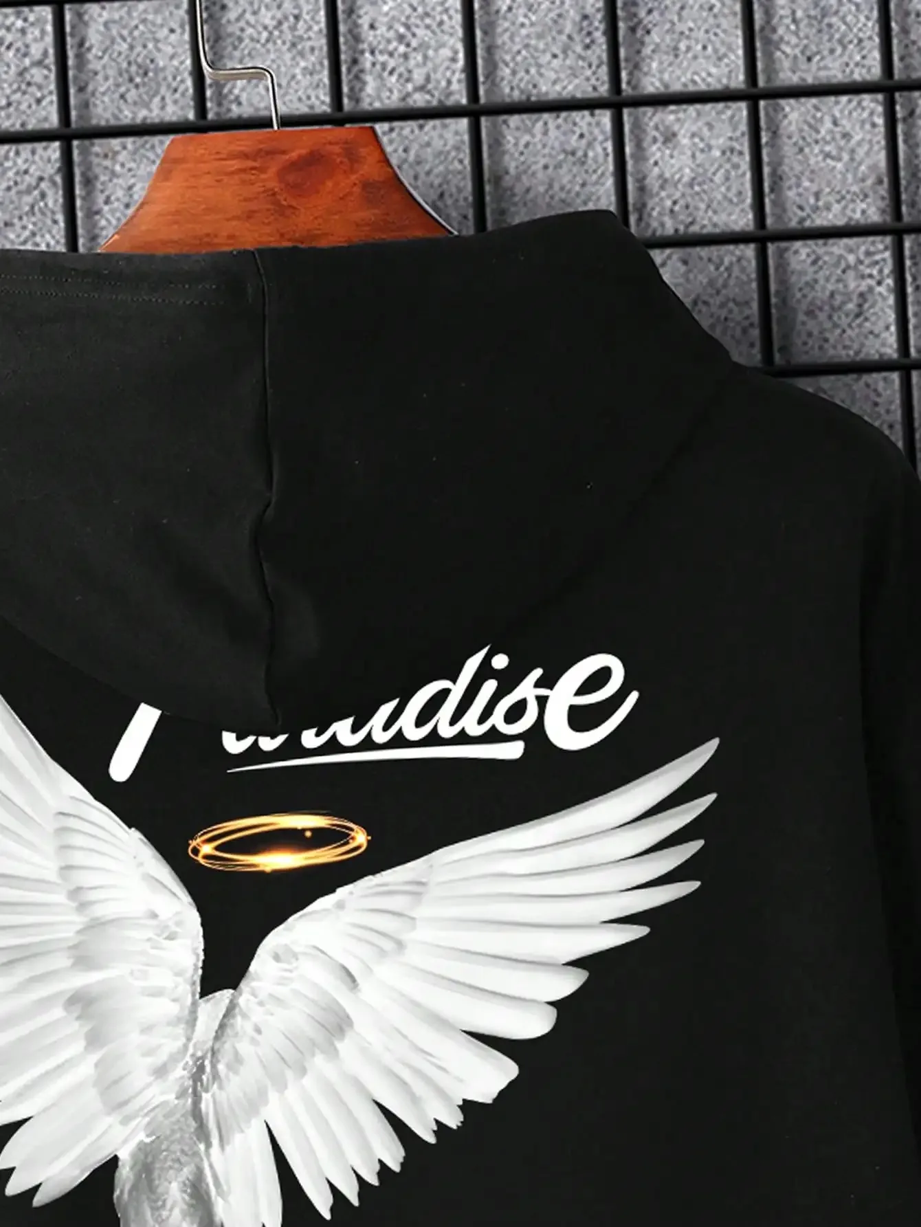 Paradise Angel Wings Pattern Mens Hoodie Fashion New Clothing Pocket All-Match Streetwear Casual Comfortable Hoody For Male