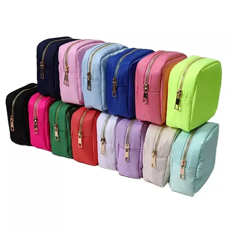 S/M/L 3 size Solid color Toiletry Pouch Nylon Travel Storage Bag Diy Embroidery Patch Personalize Makeup Bag