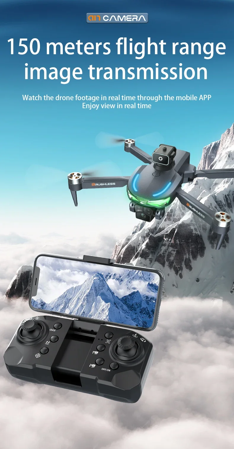 Dron sin escobillas de alta definición para fotografía aérea, cuadricóptero plegable para evitar obstáculos, avión de control remoto, juguete para niño