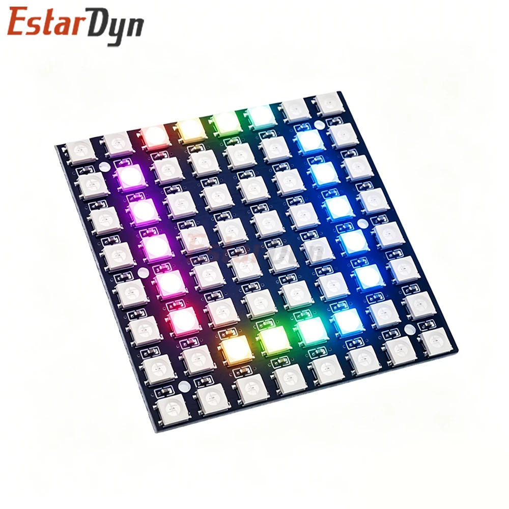 Estardyn WS2812 5050 RGB 8x8 64 LED 매트릭스 모듈 ESP32 DIY 애니메이션 디스플레이용 개별적으로 주소 지정이 가능한 풀 컬러