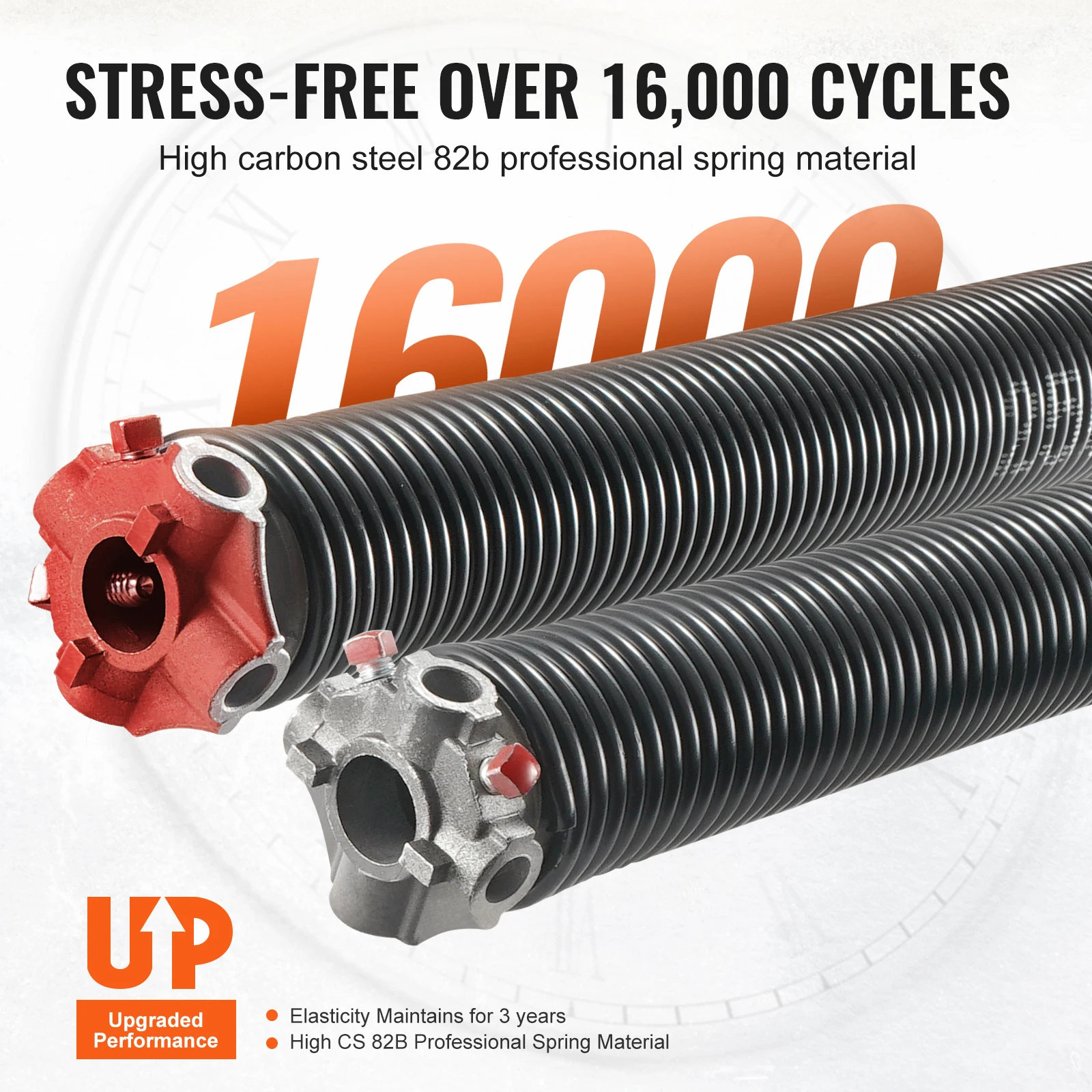 Garage Door Torsion Springs VEVOR Garage Door Torsion Springs Pair of 16000 Cycles with Non-Slip Winding Bars Gloves and Mounting Wrench