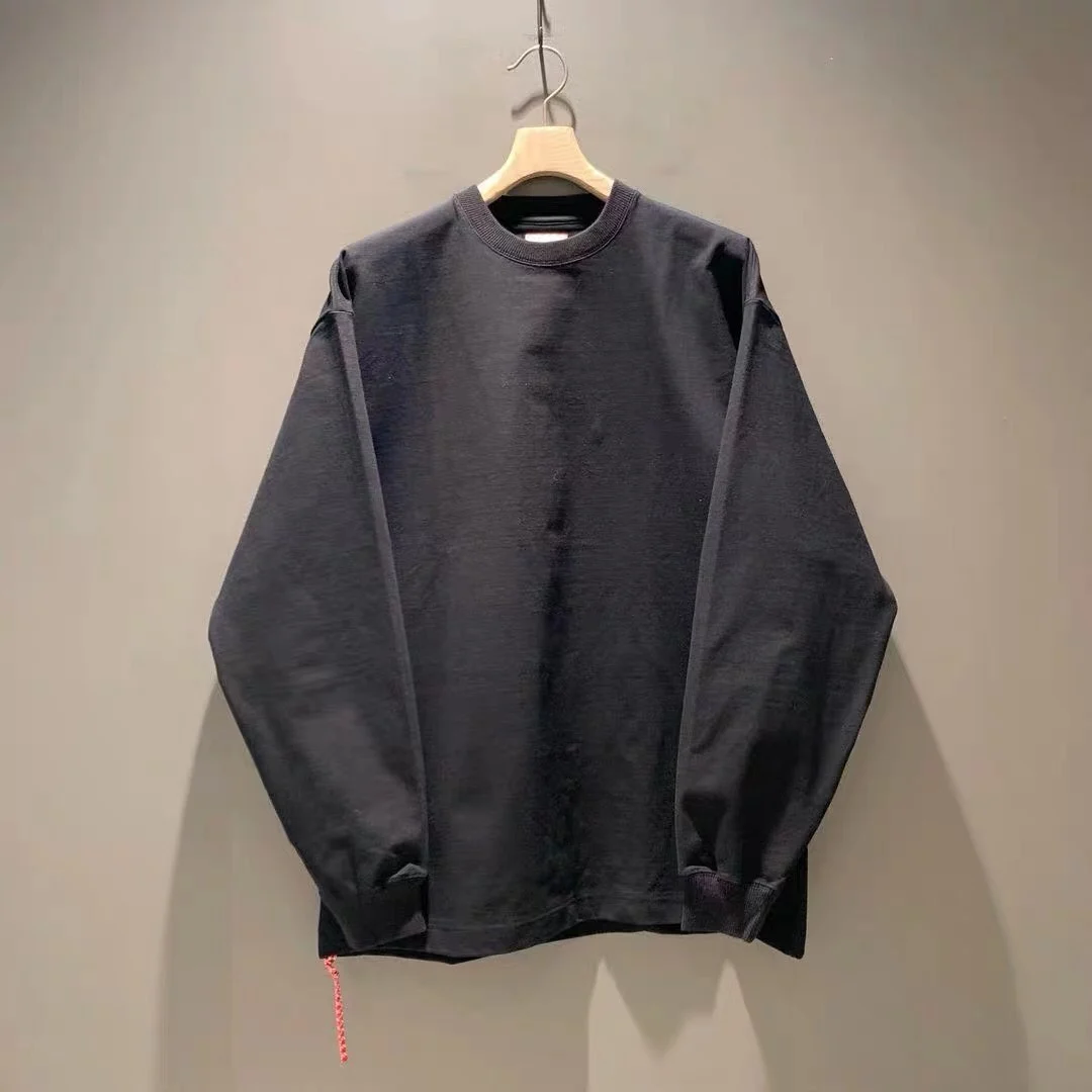 Loose Long Sve T-irt ARMOR MADN Japan Retro Heavyweight Red Rope Pure Color Base Layer Cotton Casual ex Tee