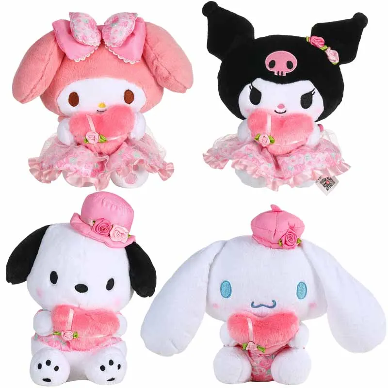 

Sanrioed аниме My Melody Cinnamoroll Kuromi понравико, Цветочная серия, плюшевая кукла, милые Мультяшные плюшевые игрушки, подарок 20 см