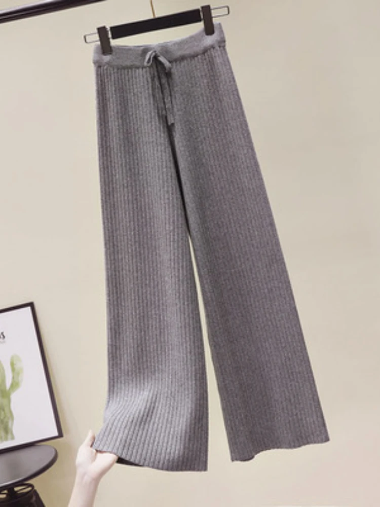 

High Waist Pants for Women 2023 Autumn NewThickened Knitted Wide Leg Pants Loose Korean Pants Casual Streetwear Women's Clothing