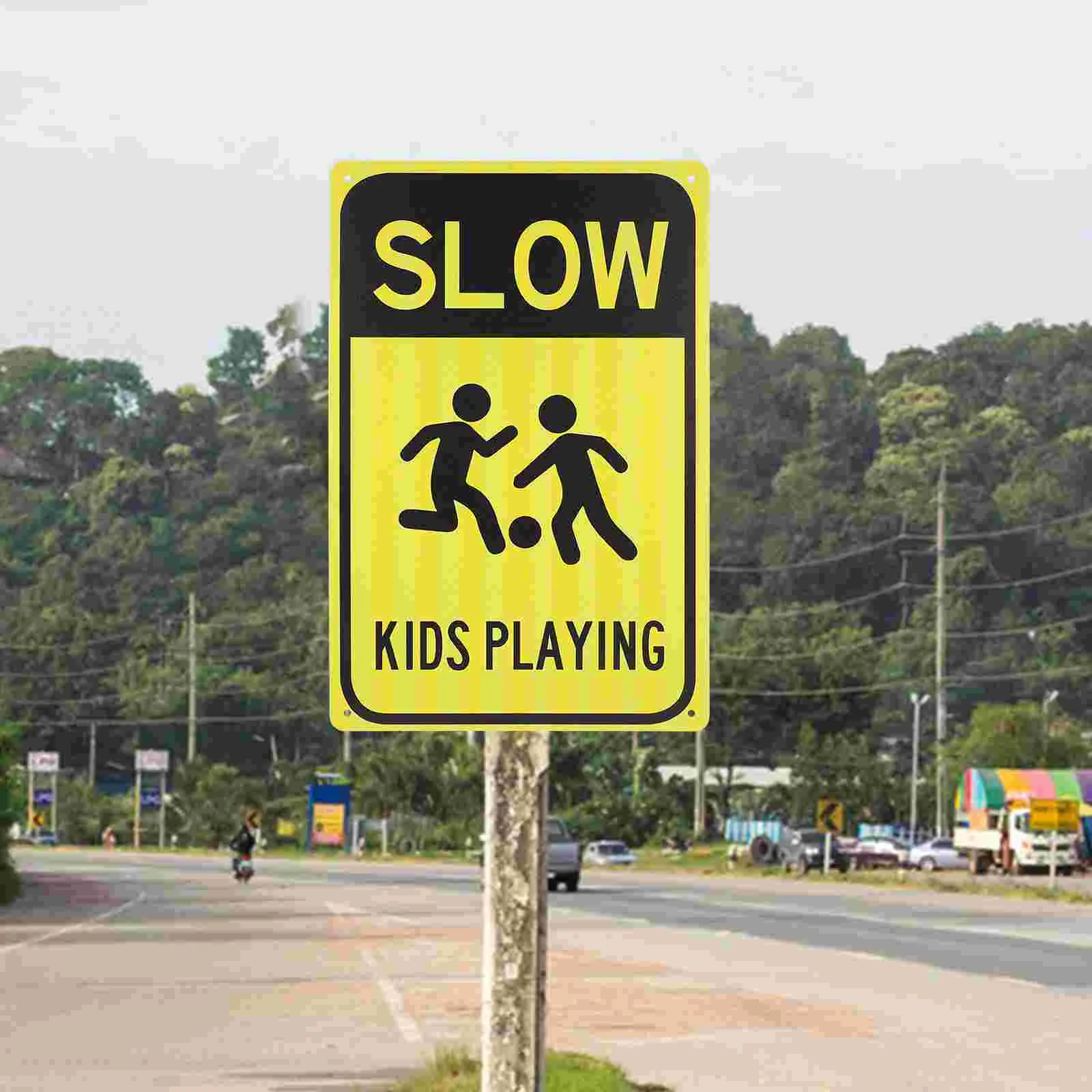 Street Sign Slow Down Road Sign Kids Play Caution Metal Road Traffic Street Kids Slow Down Warning Traffic traffic street sign