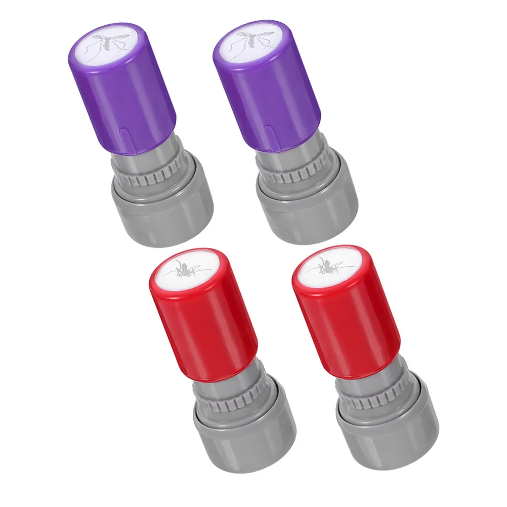 4Pcs 모기 스탬프 명확하고 상세한 인상 자체 잉크 카드 만들기 용 재미있는 스탬핑 도구 책 저널 스크랩북 DIY 공예
