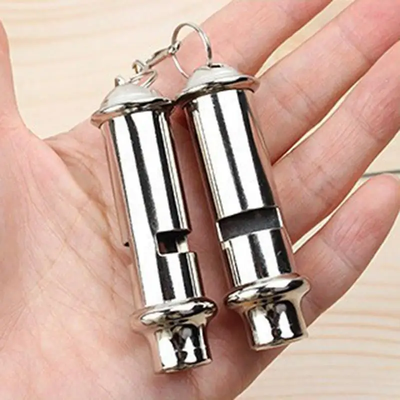 Stainless Steel Whistle Security Portable Warning Metal Whistle With Lanyard Emergency