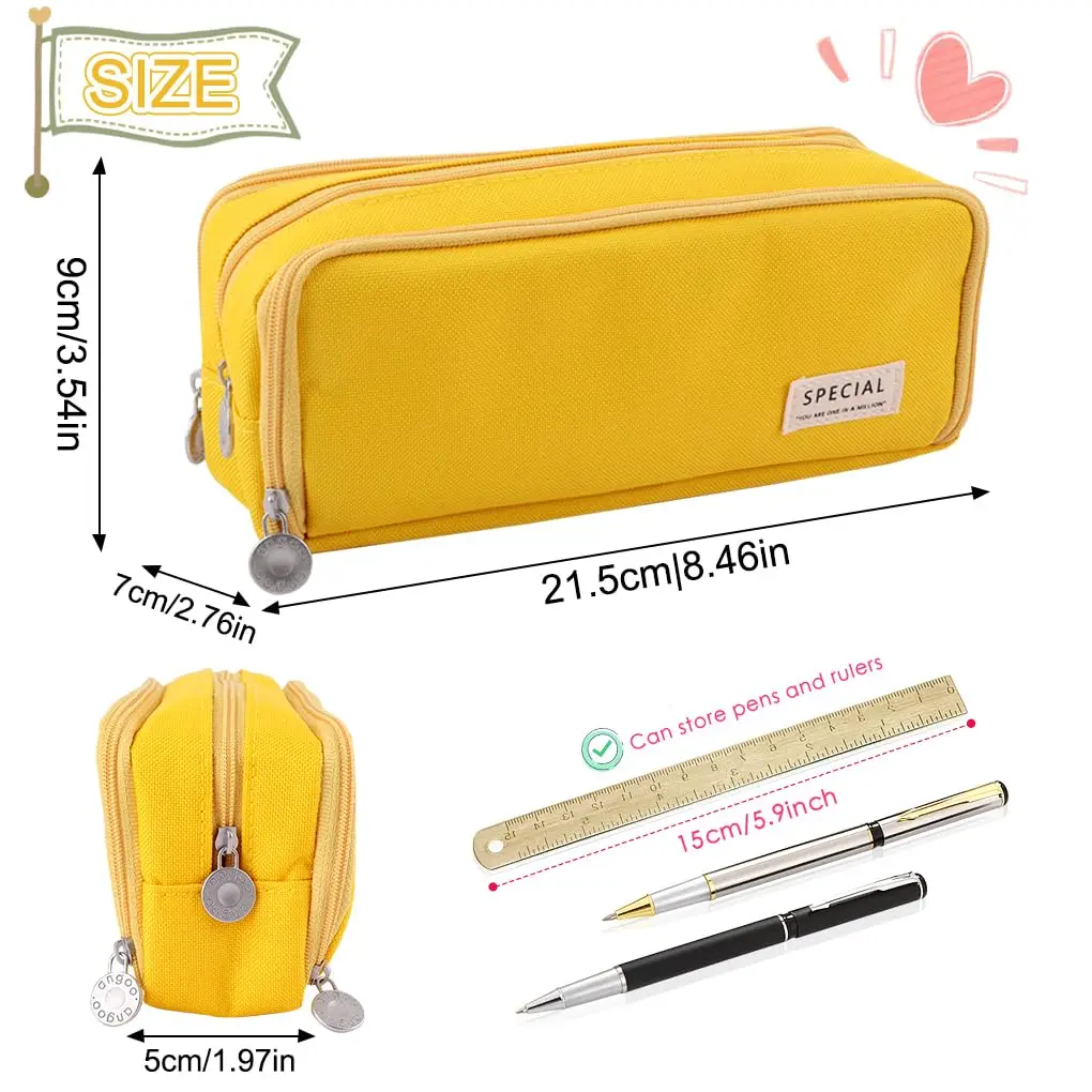 Spacious Triple-Section Pencil Case & Stationery Organizer