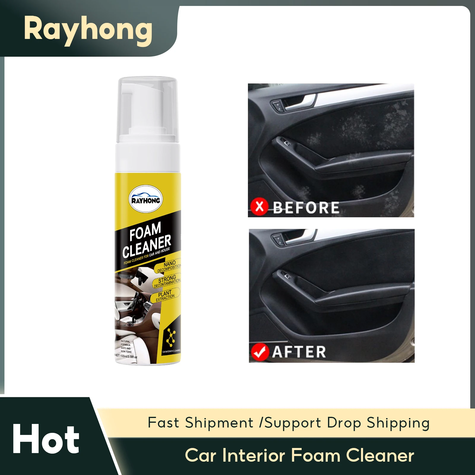 

Car Interior Foam Cleaner Automoive Dashboard Maintenance Remove Stain Home Decontamination Multifunction Leather Cleaning Spray