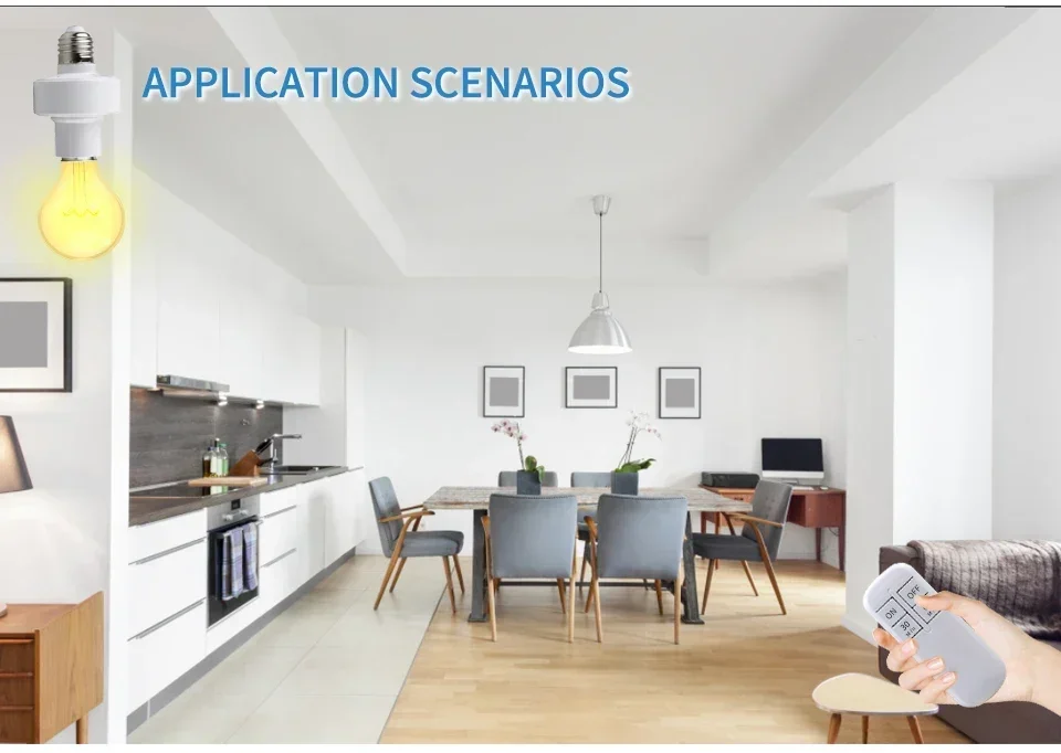 Description Picture 3 of itemE27 Smart Convertible Lamp Holder 4 Keys Remote Control Intelligent Timing Energy Saving Lamp Holder For Bedroom Living Room