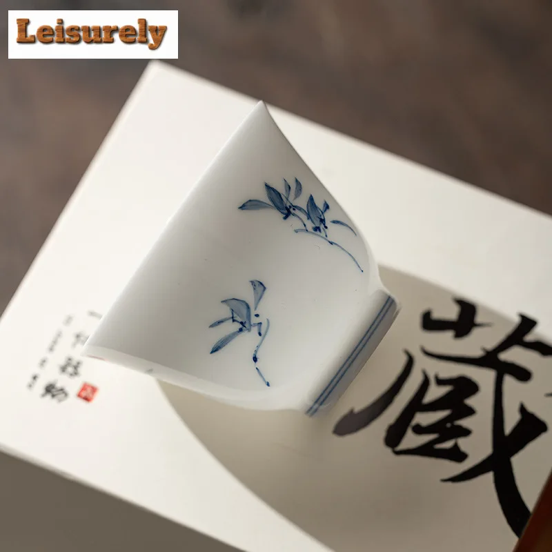 Pure Hand-painted Butterfly Orchid Teacup White Porcelain Tasting Cup Female Aroma Cup Chazhan Meditation Cup Cha Kung Fu Teaset