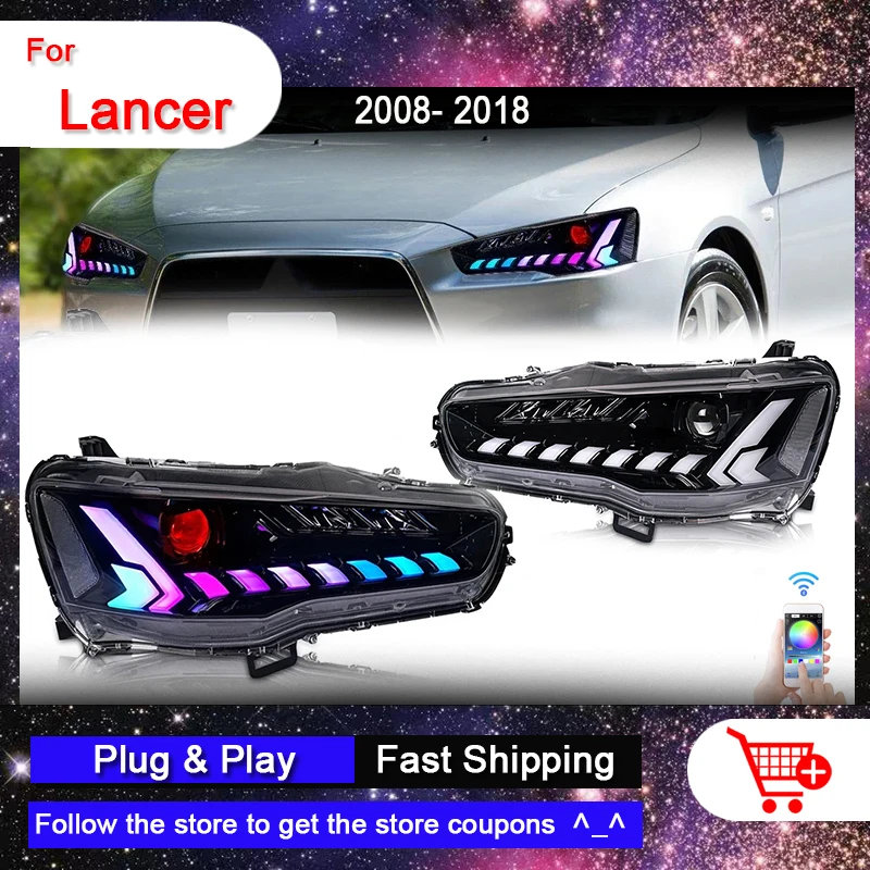 

Car LED Front Lights for MITSUBISHI Lancer EVO 2008-2018 Headlights Animation RGB LED DRL Dynamic Turn Signal Lamps Assembly