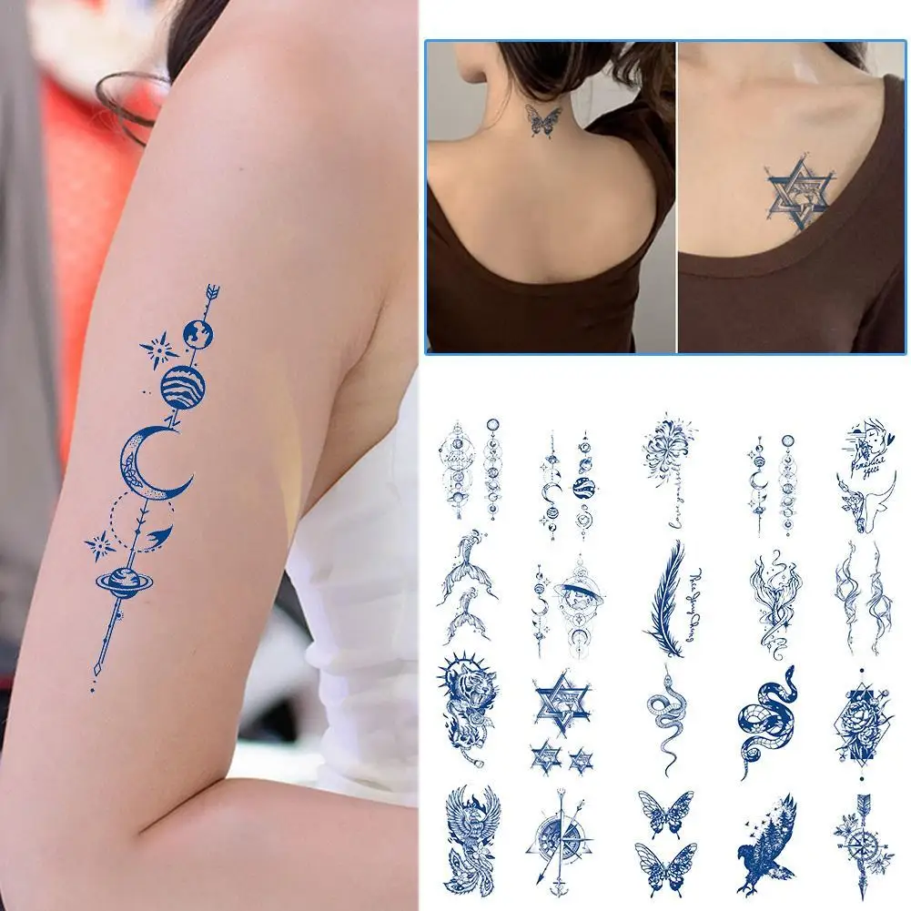 

7*12cm Disposable Magic Tattoo Long Lasting 7 Days Fake Tattoos Waterproof Tattoo Stickers Planet Plant Semi Permanent Tattoo