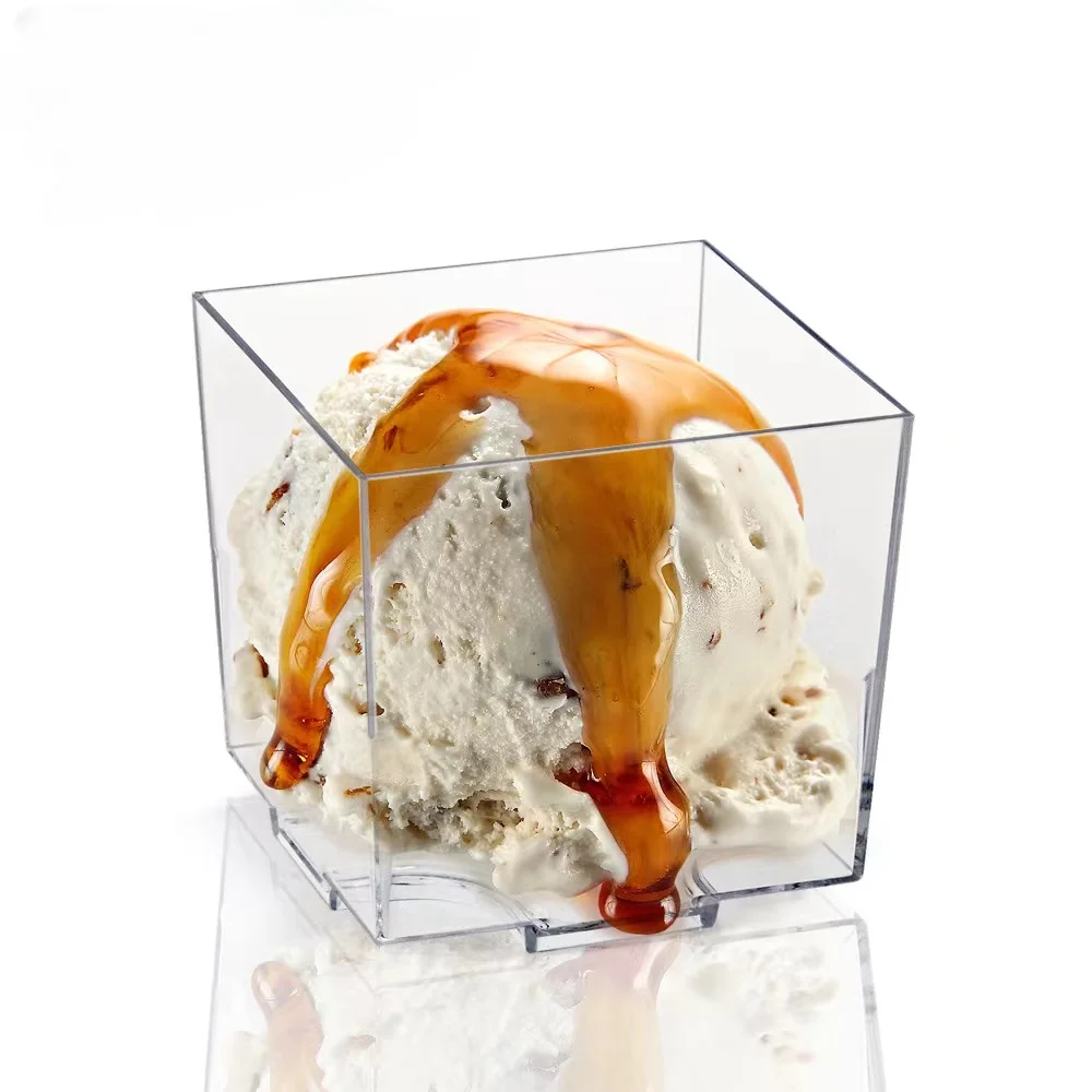 Square Plastic Mousse Dessert Cups 2OZ For Christmas Jelly Pudding Cups Yogurt Party Supplied Summer Kitchen Wedding 10/20PCS