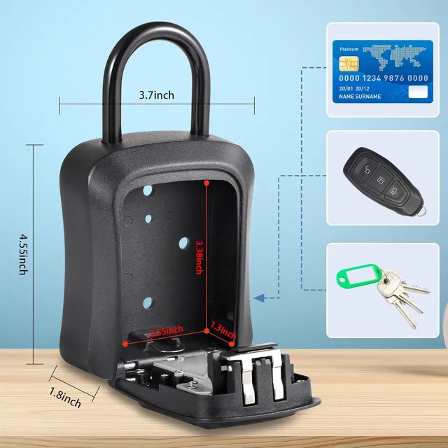 Metal Smart Key Lock Box Keybox Wall Mounted Large Key Combination Lock to Hide Keys Safe Storage for House Key Bluetooth 4