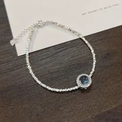 Elegant Dazzling Blue Irregular Squares Sterling Silver Bracelet - Fashion Jewelry Gift (1)